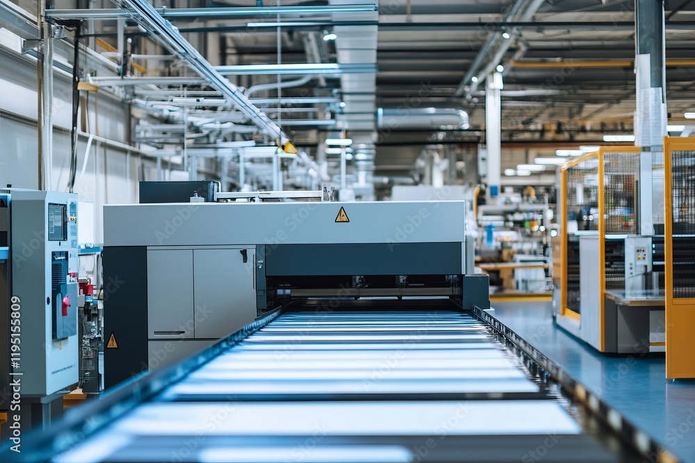 Naklejka premium Large format printing machine in operation. Industry, Generative AI