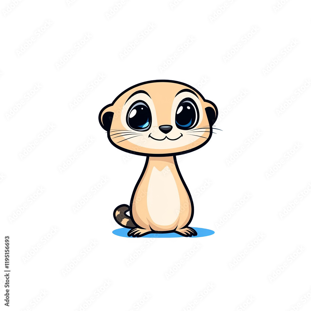 Naklejka premium Playful cartoon meerkat character digital art whimsical environment cute design cheerful concept