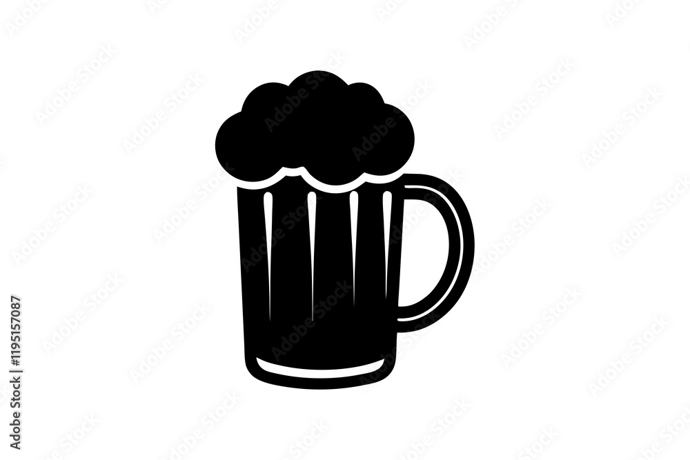 Beer mug icon, Beer mug silhouette, Elegant beer black silhouette vector Beer mug icon, Beer mug silhouette, Elegant beer black silhouette vector
