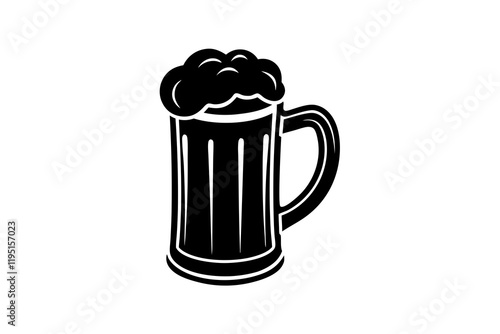 Beer mug icon, Beer mug silhouette, Elegant beer black silhouette vector 