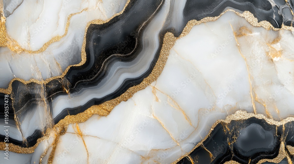 Obraz premium Elegant Black and White Marble with Gold Veins Background Texture