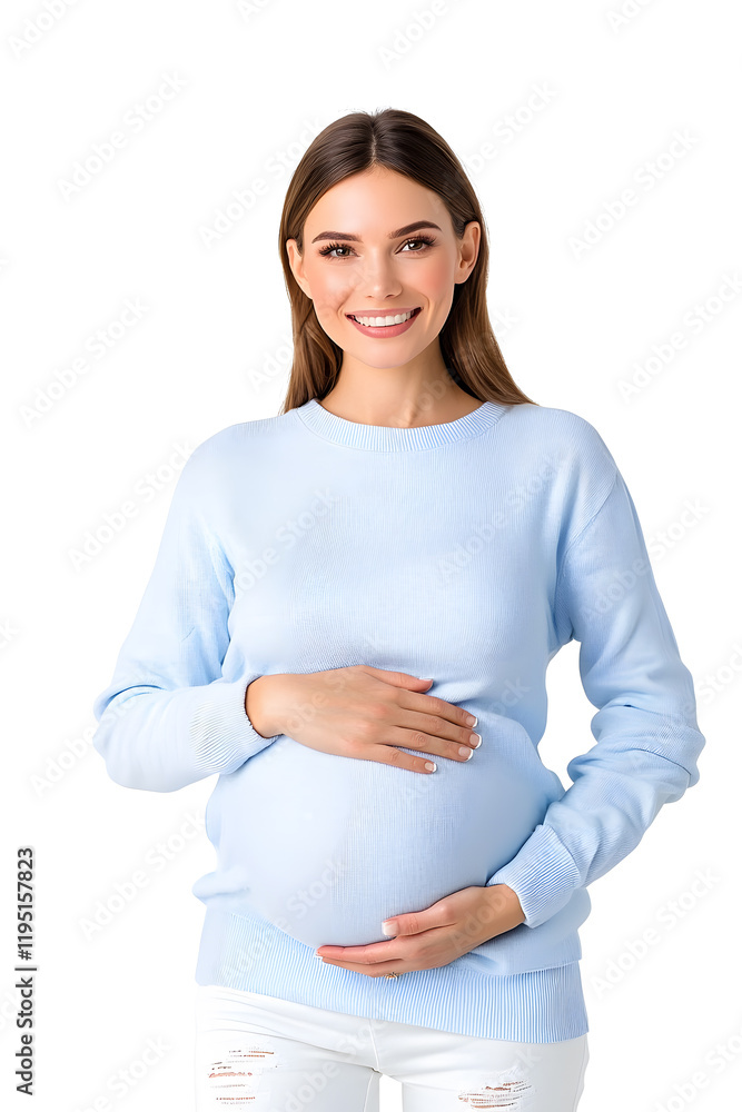 Happy young pregnant woman portrait isolated on white background Happy young pregnant woman portrait isolated on white background