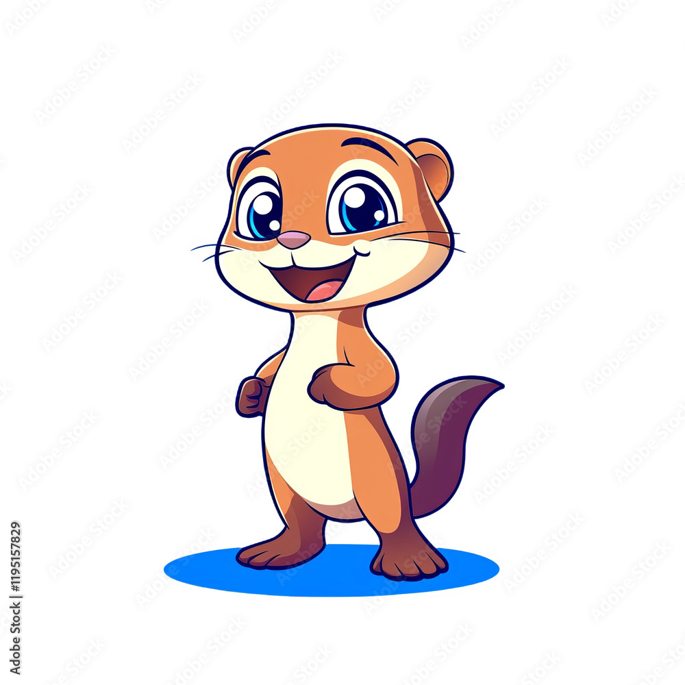 Naklejka premium Cheerful cartoon otter character digital art fun environment playful viewpoint whimsical concept for kids