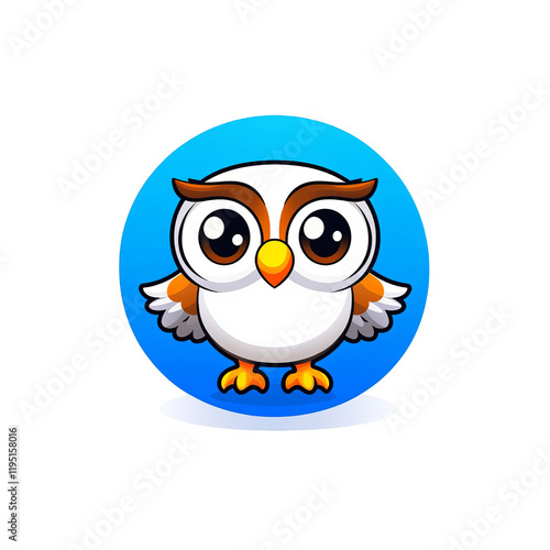 Cute cartoon owl character digital art playful environment whimsical design bright colors fun concept photo