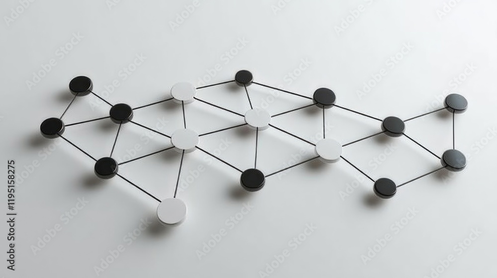 Obraz premium Abstract Connection Network with Black and White Nodes on Surface