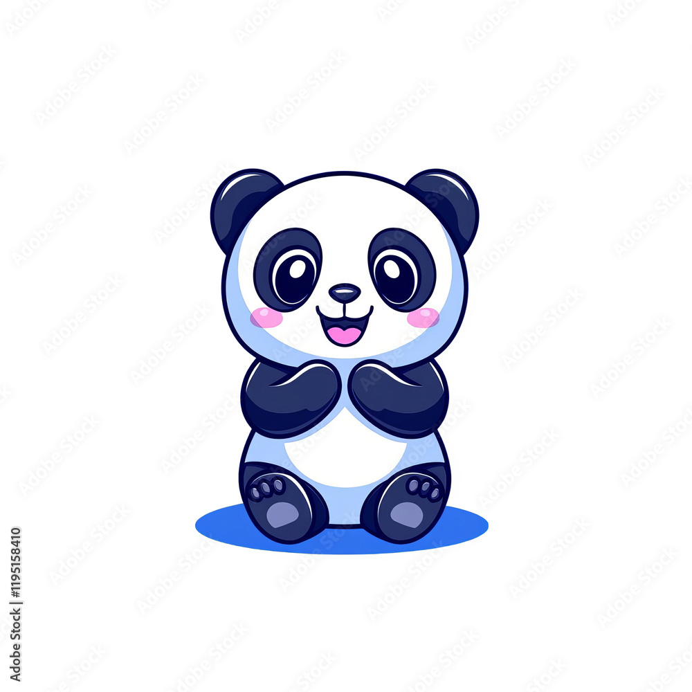 Naklejka premium Playful panda illustration digital art cute and fun whimsical environment charming viewpoint animal concept