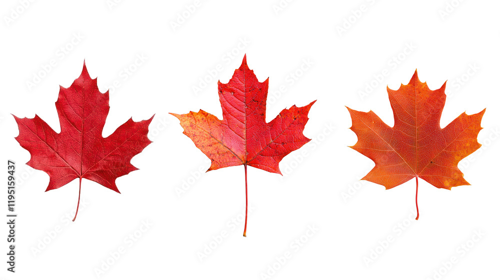 Vibrant Red Maple Leaves Displaying Autumn Colors in Various Shades on a White Background for Seasonal Imagery and Nature Themes Vibrant Red Maple Leaves Displaying Autumn Colors in Various Shades on a White Background for Seasonal Imagery and Nature Themes