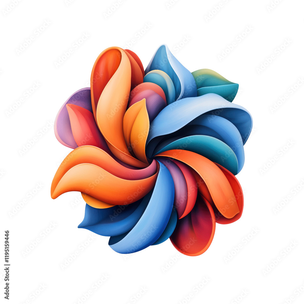 Abstract Colorful Swirling Flower Design