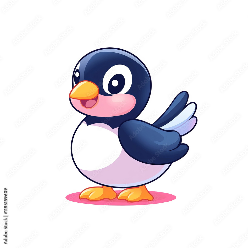 Obraz premium Cute animated penguin character digital art colorful background playful environment cartoon style