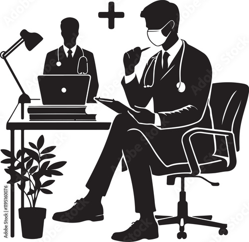 A doctor silhouette vector illustration