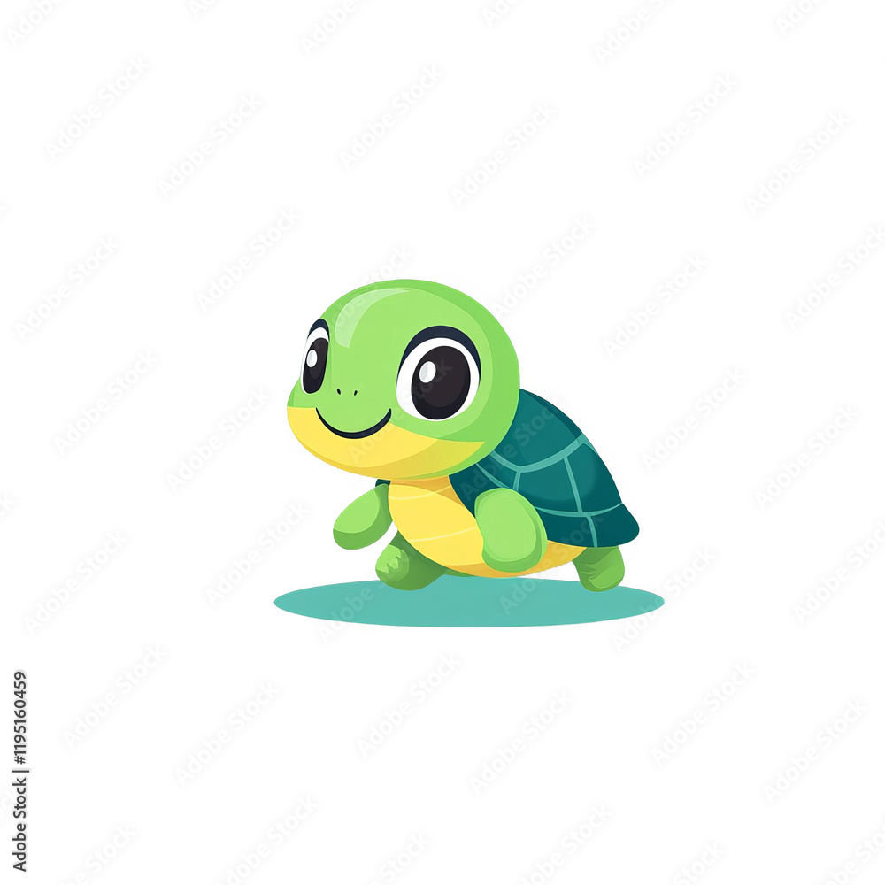 Fototapeta premium Playful green turtle character in a creative environment digital art joyful concept for kids