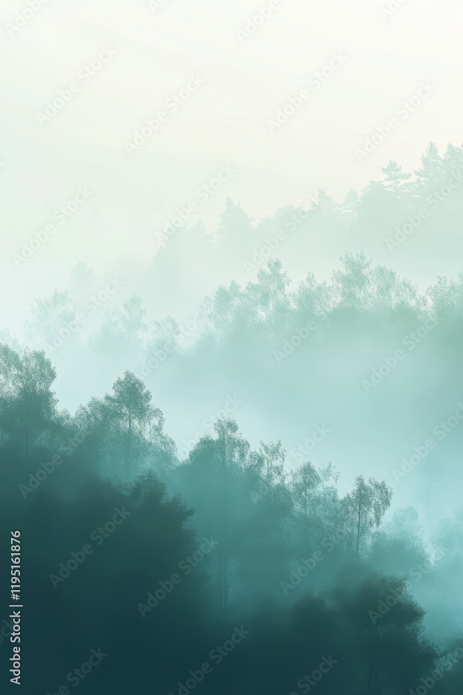 Naklejka premium A calming gradient background with forest morning colors.featuring soft greens and blues.evoking tranquility and freshness.ideal for nature-themed content and morning designs
