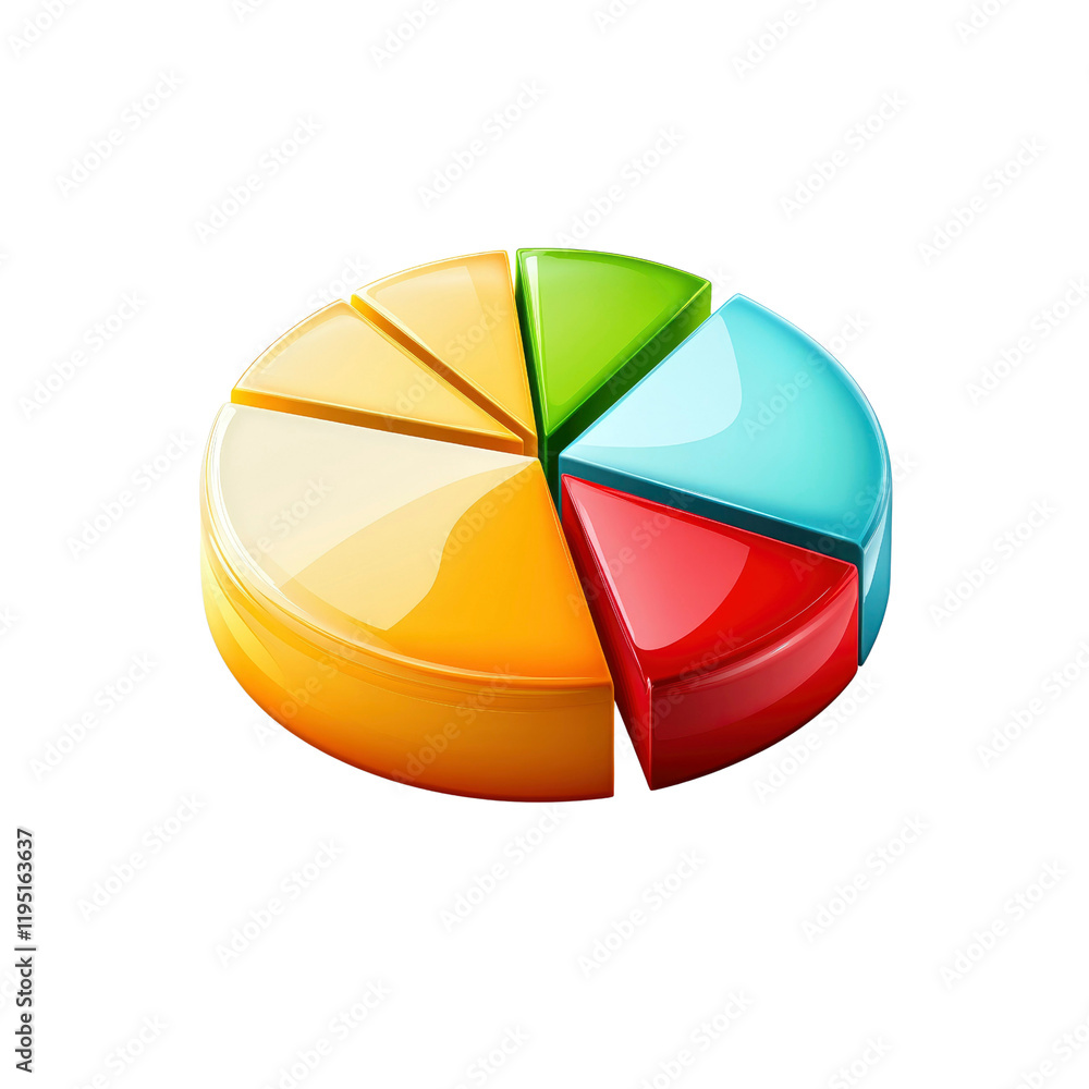 Fototapeta premium 3D Colorful Pie Chart Representing Data and Statistics