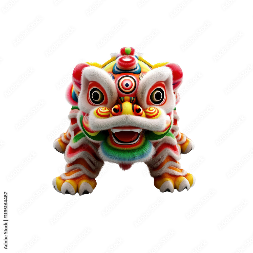 Vibrant Colorful Chinese Lion Dance Costume - 3D Render Vibrant Colorful Chinese Lion Dance Costume - 3D Render