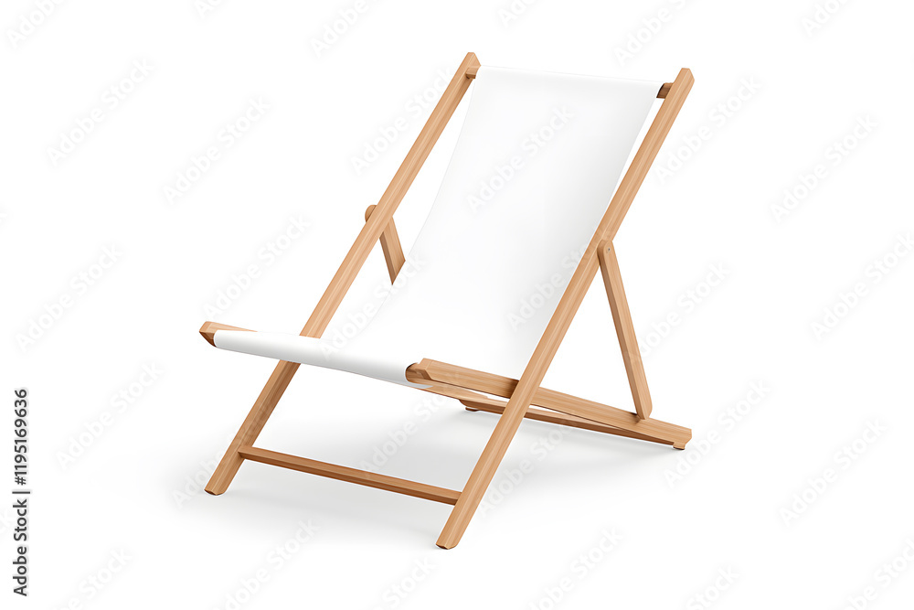 Deckchair or beach chair mock up on isolated white background Deckchair or beach chair mock up on isolated white background