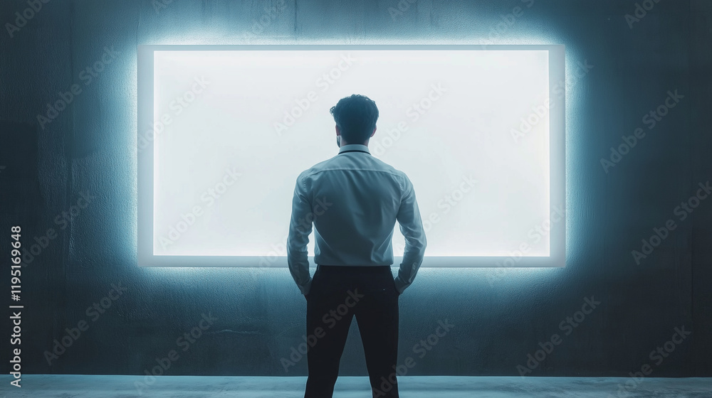 Obraz premium businessman standing on white board plan for planing strategy