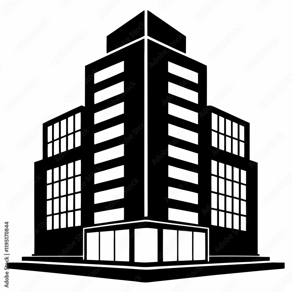 Corporate Building Silhouette Vector Art Corporate Building Silhouette Vector Art