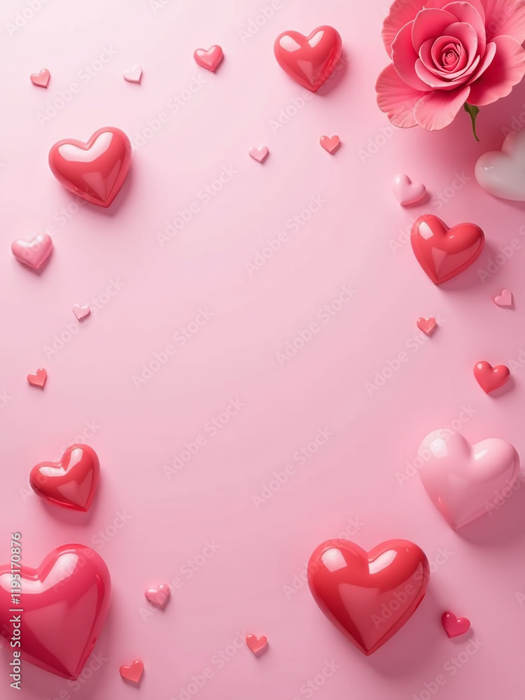 Create Pastel And Rose Pink, Red Background Designs For Cosmetic Products With Heart Templates For Flyers, Greeting Cards, And Web Banners. 00002 Create Pastel And Rose Pink, Red Background Designs For Cosmetic Products With Heart Templates For Flyers, Greeting Cards, And Web Banners. 00002