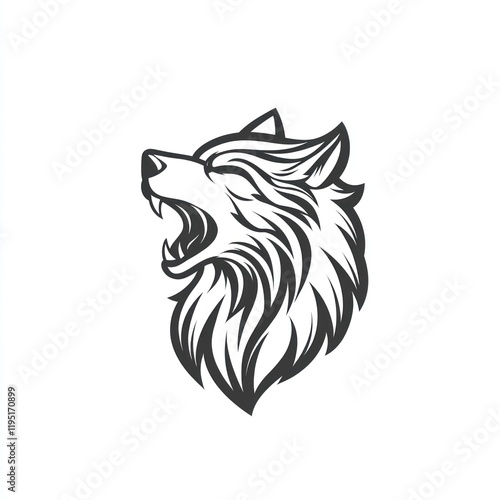 Howling wolf head logo design, white background, vector illustration photo