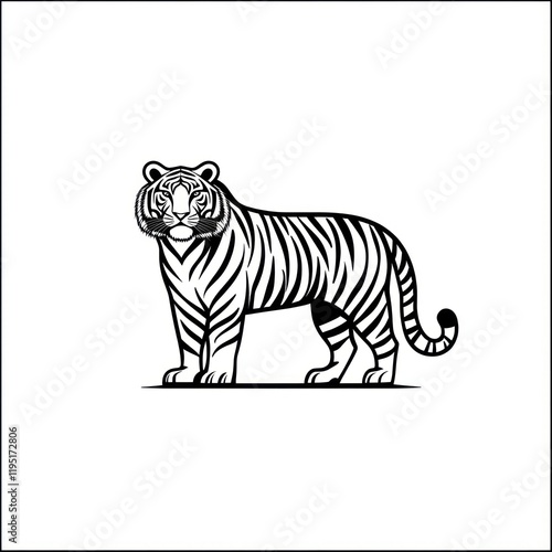 Majestic tiger illustration, white background, logo design photo