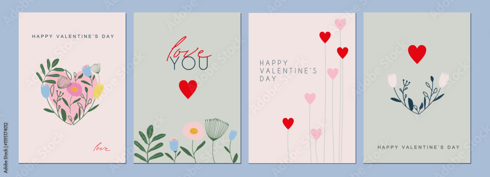 Happy Valentines Day cards set. Modern abstract art design with hearts and modern typography. Templates for celebration, ads, branding, banner, cover, label, poster, sales
Happy Valentines Day cards set. Modern abstract art design with hearts and modern typography. Templates for celebration, ads, branding, banner, cover, label, poster, sales