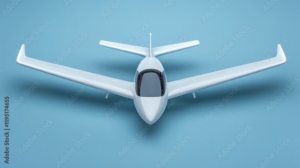 A sleek, minimalist model of a modern aircraft against a light blue background. A sleek, minimalist model of a modern aircraft against a light blue background.