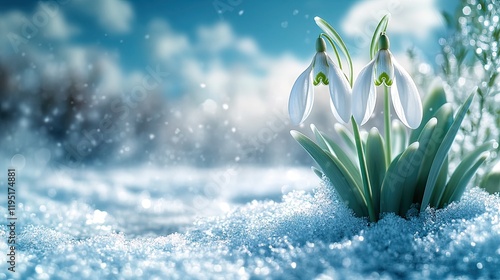 Wallpaper Mural Snowy Beauty: Snowdrops Emerging Torontodigital.ca