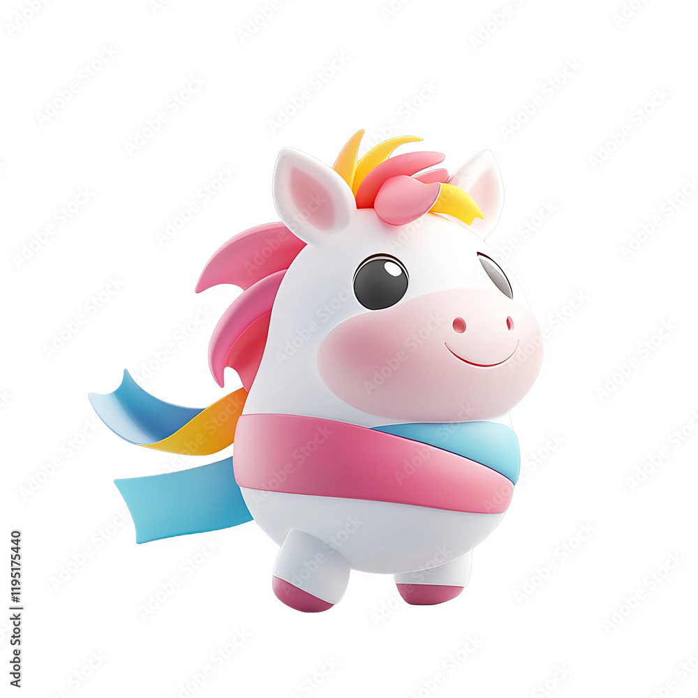 Fototapeta premium Playful unicorn toy creative studio 3d model colorful environment close-up view whimsical design for kids