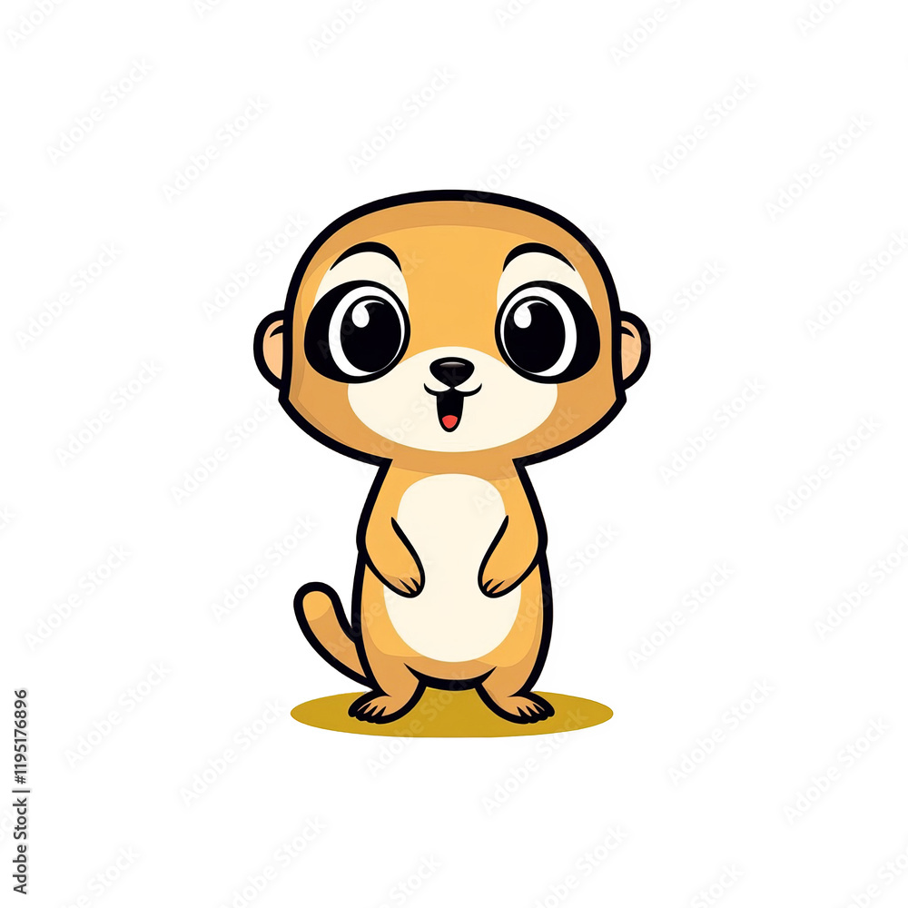 Obraz premium Playful cartoon meerkat animated scene digital art fun environment close-up view whimsical concept for kids
