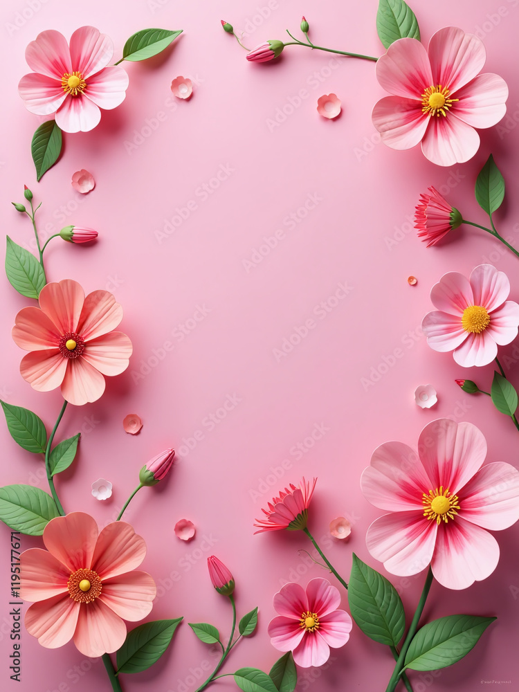 A Pink Background Features 3d Beautiful Flowers That Are Blooming In A Stunning And Vibrant Display Of Natural Beauty Everywhere. 00002 A Pink Background Features 3d Beautiful Flowers That Are Blooming In A Stunning And Vibrant Display Of Natural Beauty Everywhere. 00002