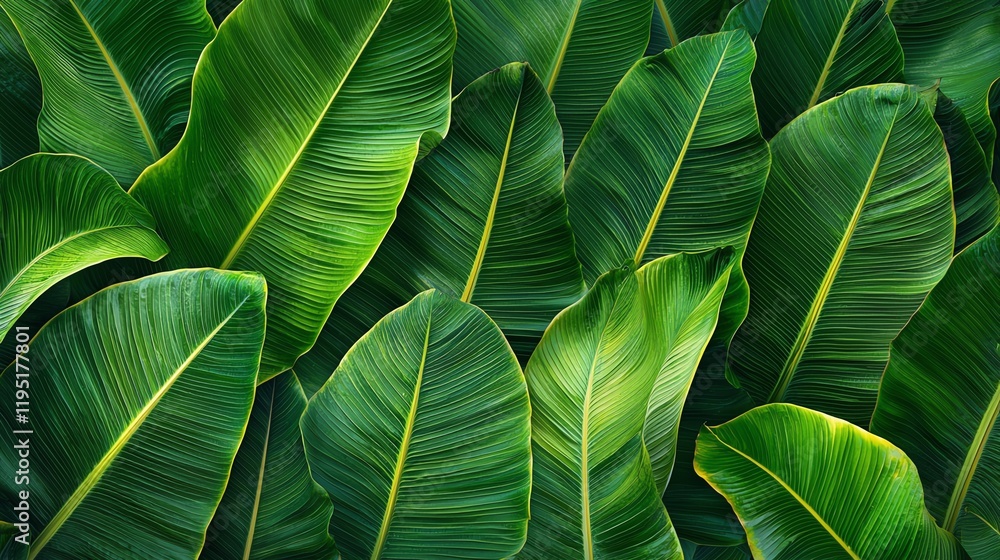 A vibrant collection of lush green leaves layered together, showcasing their texture and natural beauty in a tropical setting. A vibrant collection of lush green leaves layered together, showcasing their texture and natural beauty in a tropical setting.
