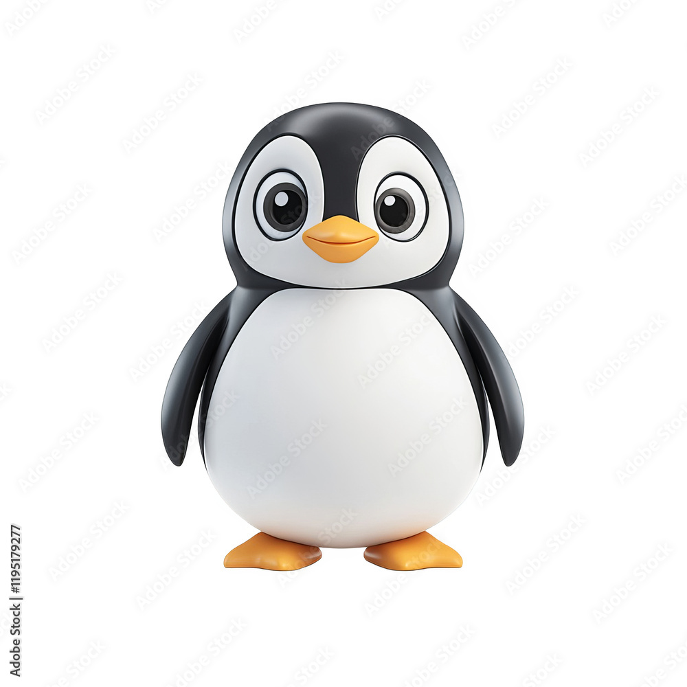 Obraz premium Cute penguin figurine display home decor digital illustration whimsical style close-up view playful concept