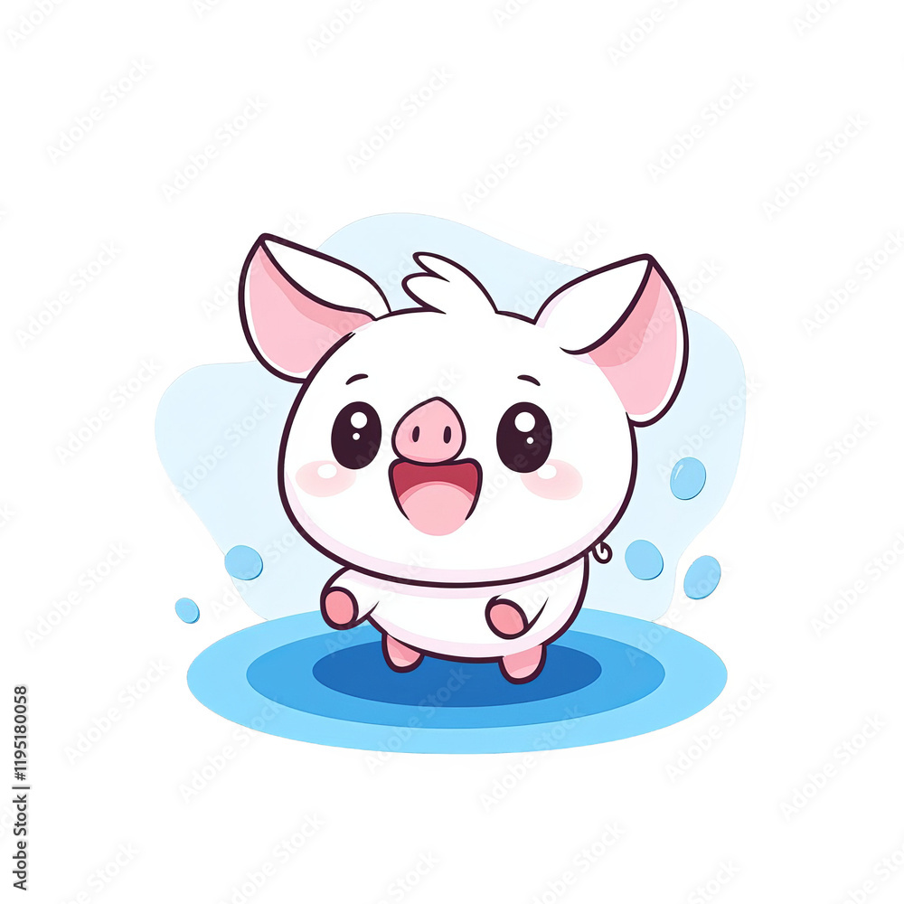 Playful cartoon piglet splashing in water whimsical setting digital illustration joyful vibe Playful cartoon piglet splashing in water whimsical setting digital illustration joyful vibe