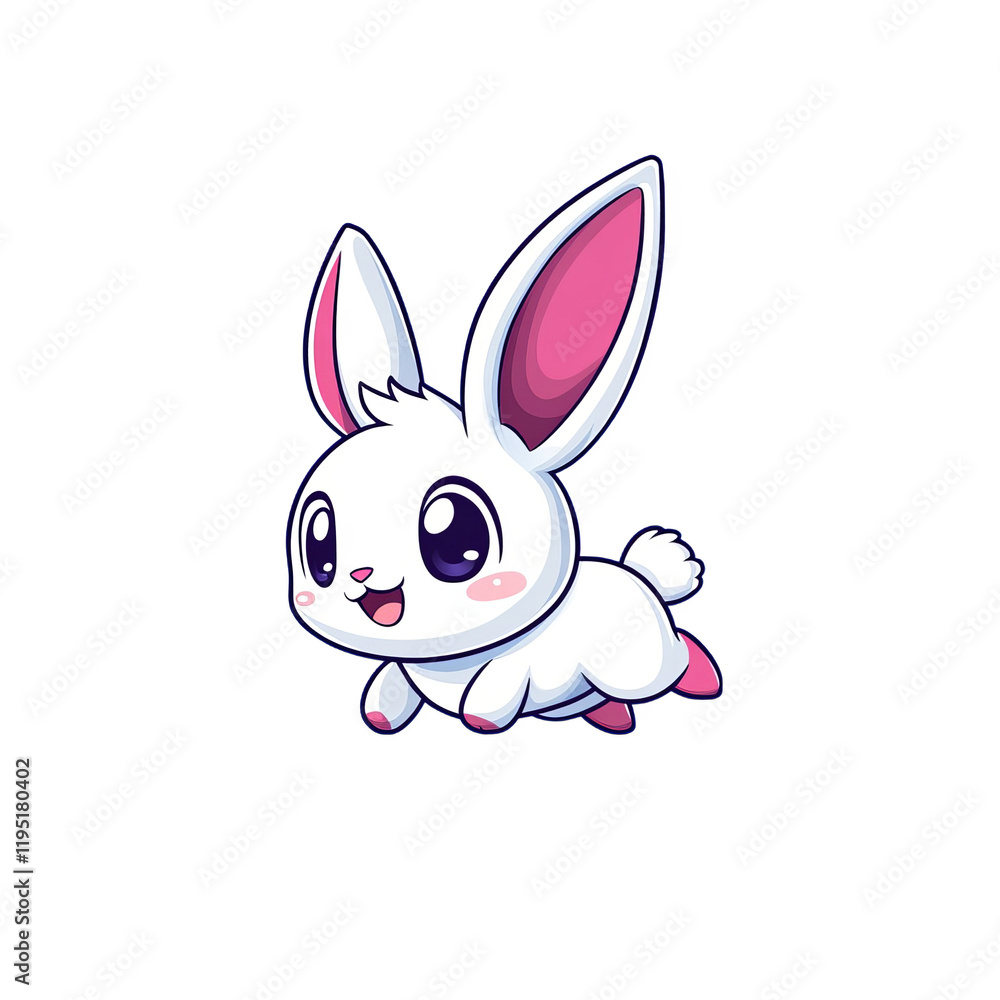 Obraz premium Playful cartoon rabbit digital art cute character design fantasy environment whimsical perspective