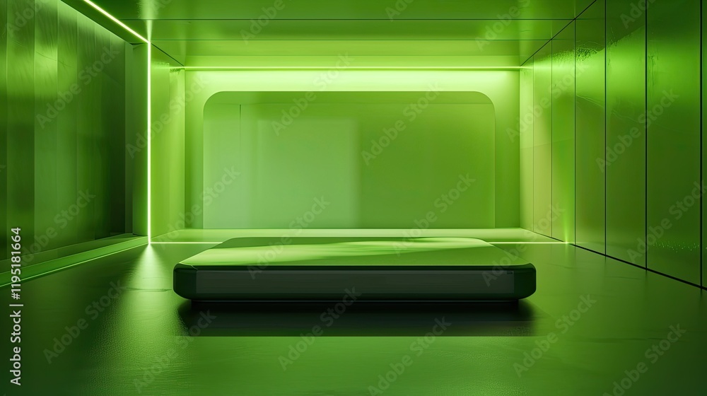 Fototapeta premium 3d render of a green pedestal on a white background with a copy space