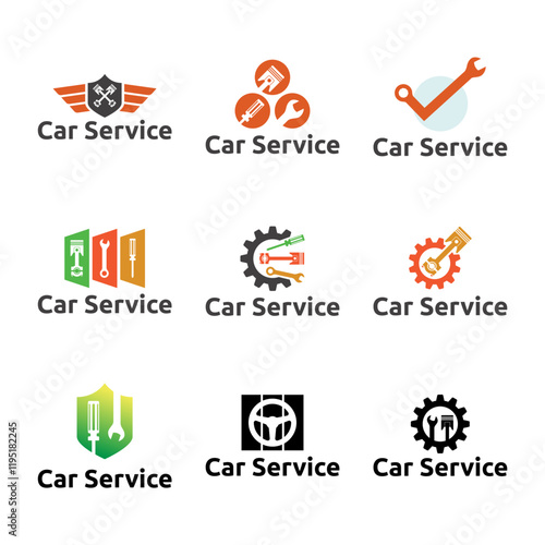 Set of Auto parts logo design. Automotive parts, automobile repairing car, vector design and illustration