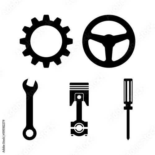 Set of Auto parts icon design. Automotive parts, automobile repairing car, vector design and illustration