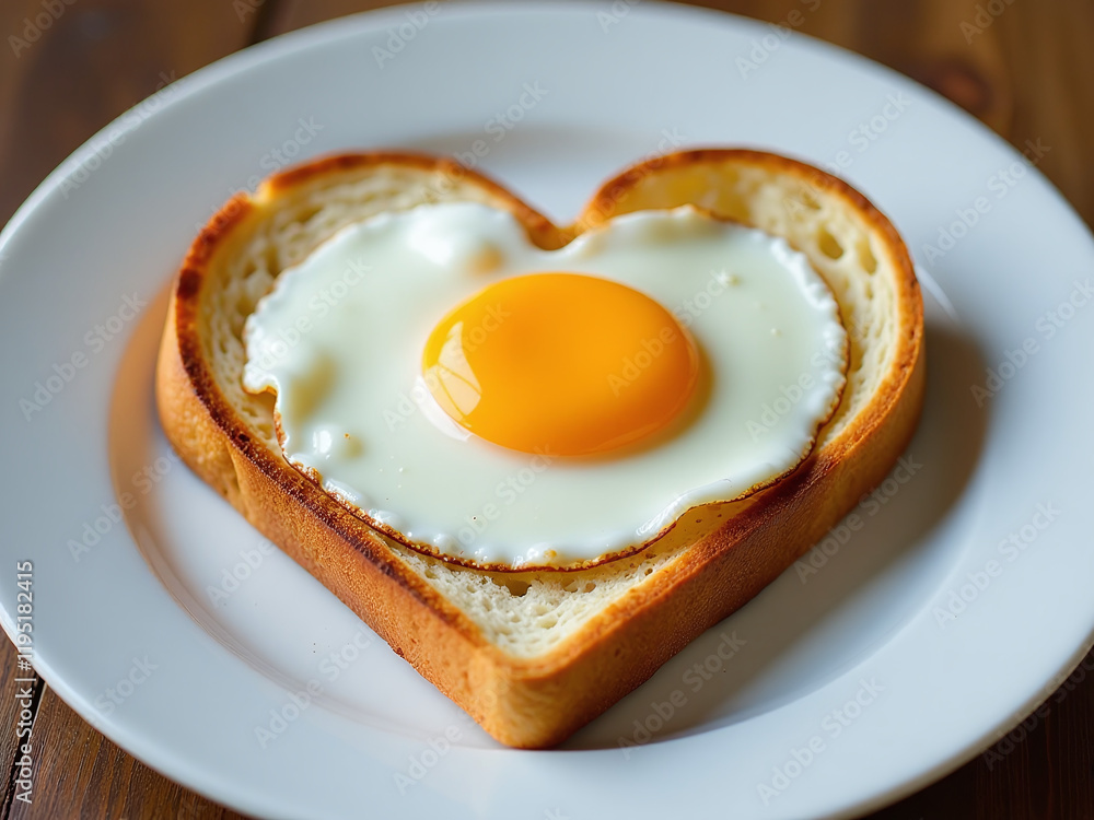 A Breakfast Dish Consisting Of A Fried Egg Served On Top Of Toasted Bread With A Heart Shape Cut Into It. 00002 A Breakfast Dish Consisting Of A Fried Egg Served On Top Of Toasted Bread With A Heart Shape Cut Into It. 00002