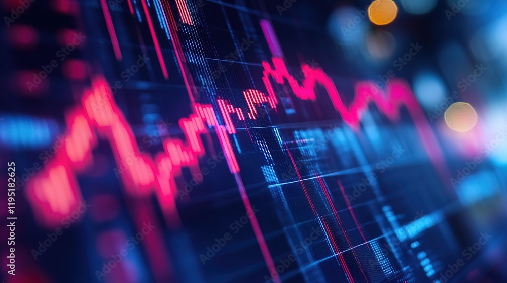 Fototapeta premium Uptrend arrow enhances financial stats, candlesticks depict economy 