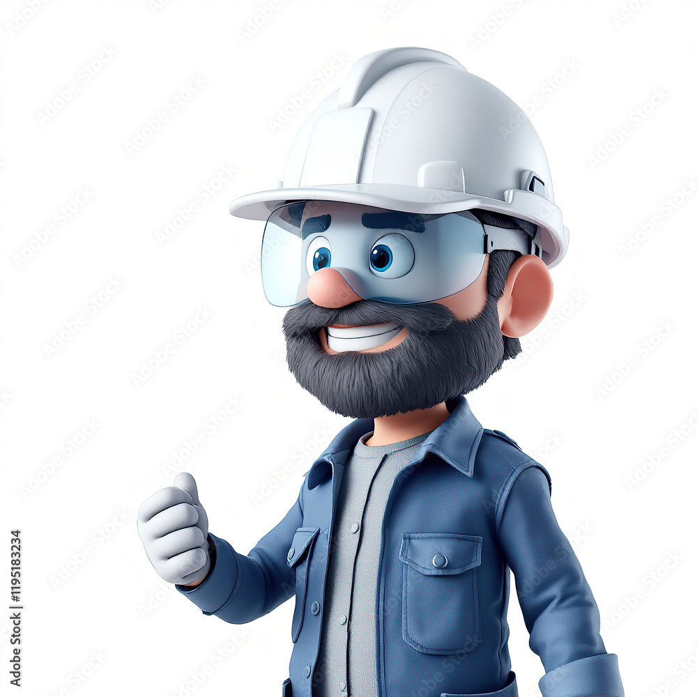 3d builder with helmet, Building Character, Funny 3D Illustration of Worker or Engineer 3d builder with helmet, Building Character, Funny 3D Illustration of Worker or Engineer
