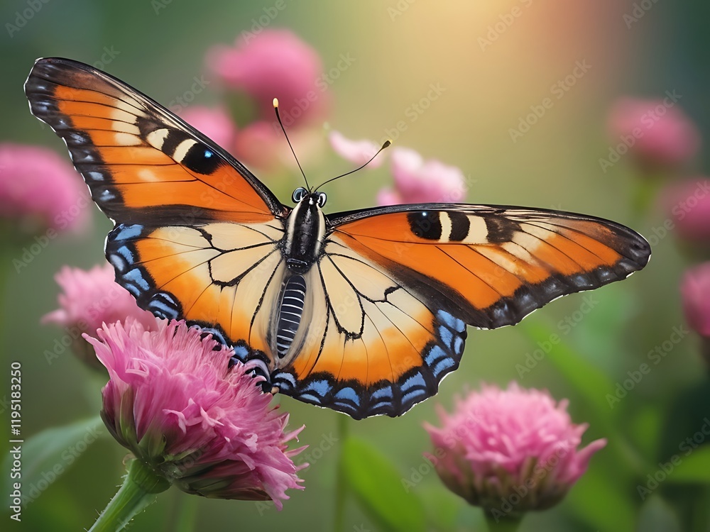 Obraz premium Butterfly on flower The common tiger butterfly