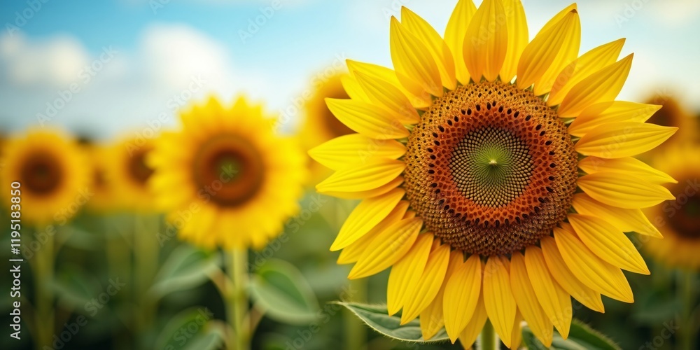 Close-up of a Sunflower in Full Bloom with Detailed Petals and Seeds Close-up of a Sunflower in Full Bloom with Detailed Petals and Seeds