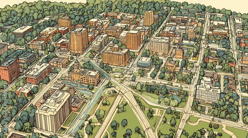 Winston-salem north carolina map, detailed map of winston-salem north carolina. Windstone. Illustration photo