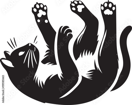 set of black and white cat