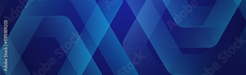 Digital futuristic technology concept with hexagons. Digital hexagonal blue abstract background. Geometric stripe line art design for poster, brochure, cover, banner, website, header