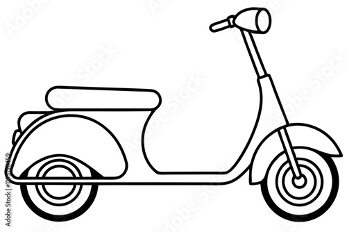 Detailed Scooter Line Sketch