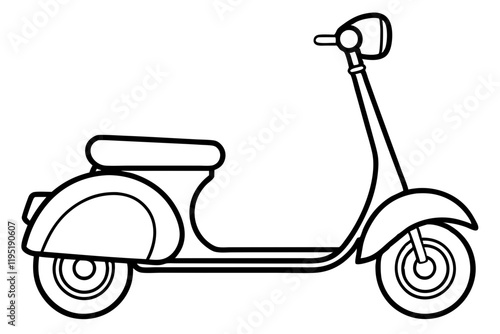 Detailed Scooter Line Sketch