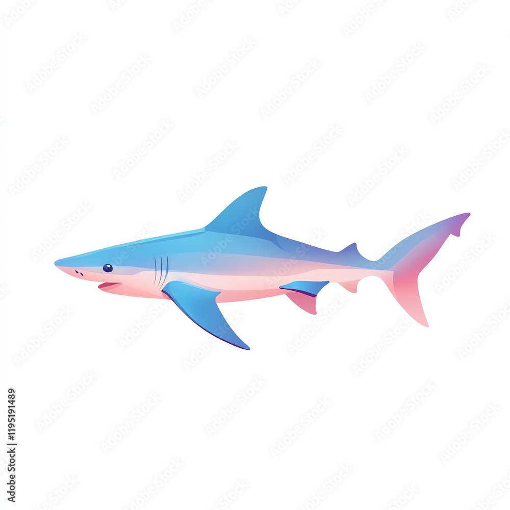 Obraz premium A vibrant, colorful illustration of a shark, showcasing its sleek form and aquatic beauty in a minimalist style.
