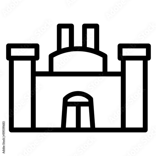 Sand Castle Beach Line Icon