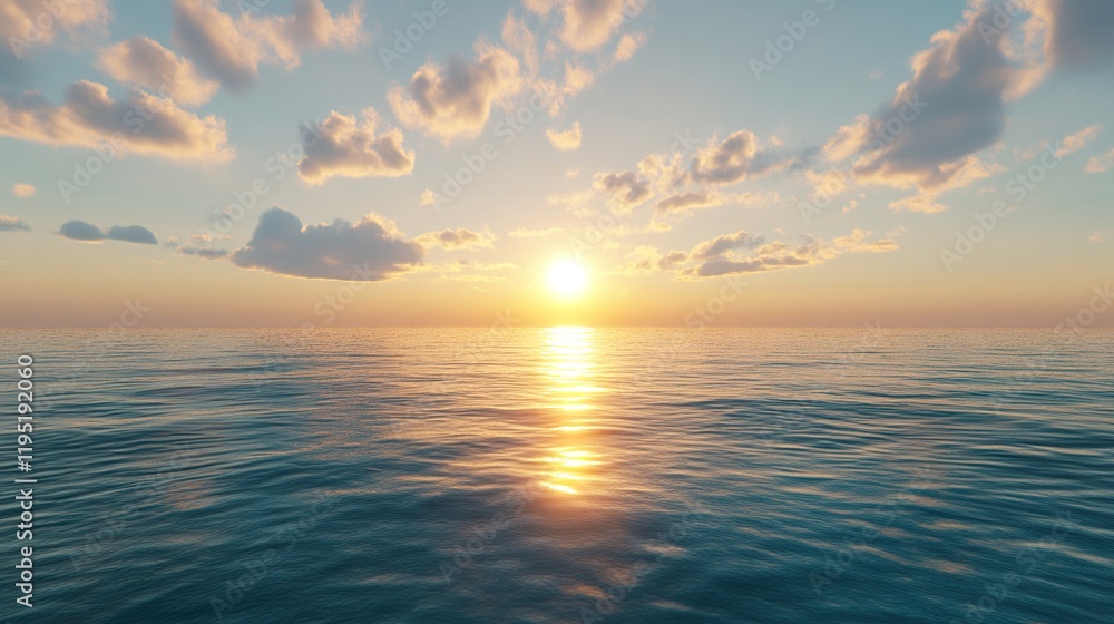 Fototapeta premium A Sunset over the Ocean with a Beautiful Sky